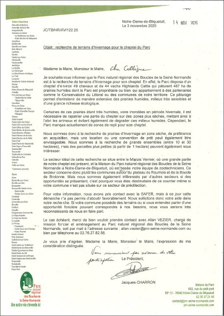 Recherche de terrains d'hivernage pour le Cheptel du Parc