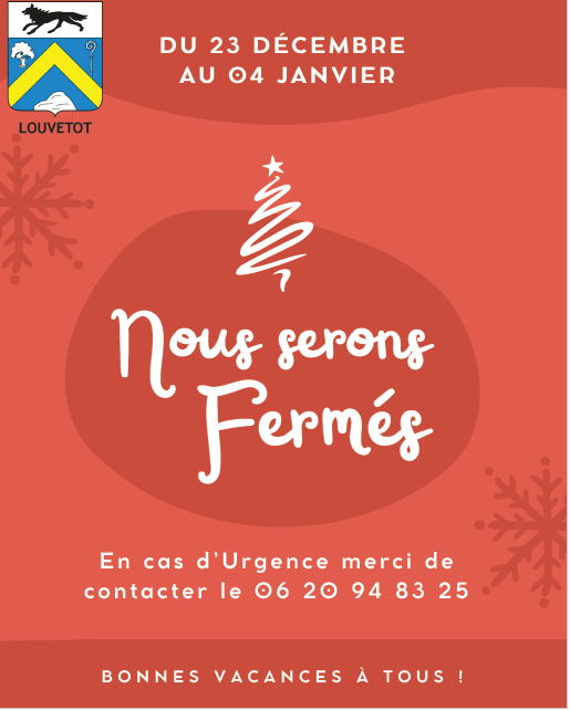 Fermeture de la mairie pendant les fêtes de fin d'année